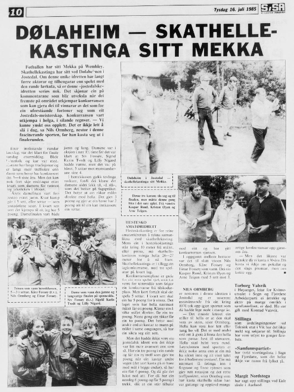 Avisutklipp: Dølaheimen — skathellekastinga sitt mekka, 1985